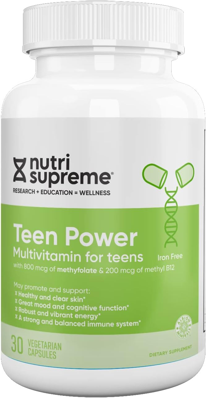 Multivitamínico para Adolescentes Nutri Supreme – Vitaminas para Chicos y Chicas de 12 a 17 Años, Fórmula Completa con Vitaminas C, D, E y Complejo B, 30 Cápsulas