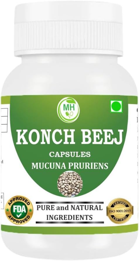 Morsan Kaunch (Konch) Beej Cápsulas – Mucuna pruriens 500 mg – 240 Cápsulas Veganas (Paquete de 4)