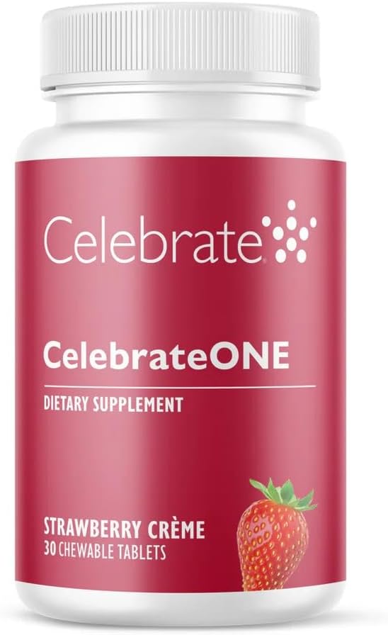 CelebrateONE Chewables Iron Free - Multivitamínico Bariátrico Masticable - Sabor Fresa Crema (30 tabletas)