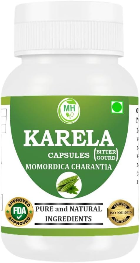 Morsan Healthcare Karela Cápsulas – 500 mg | 60 Cápsulas Vegetales | Extracto Puro de Momordica charantia | Suplemento Herbal Ayurvédico