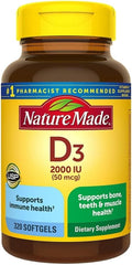 Nature Made Vitamina D3 2000 UI 320 Cápsulas Blandas (El empaque puede variar)