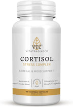 VTC VitaTradingCo. Cortisol Stress Complex | Mezcla de Hongos y Hierbas Adaptogénicas | con Relora y Ashwagandha Estudiados Clínicamente | Apoyo Adrenal y Anímico | 90 Cápsulas Veganas