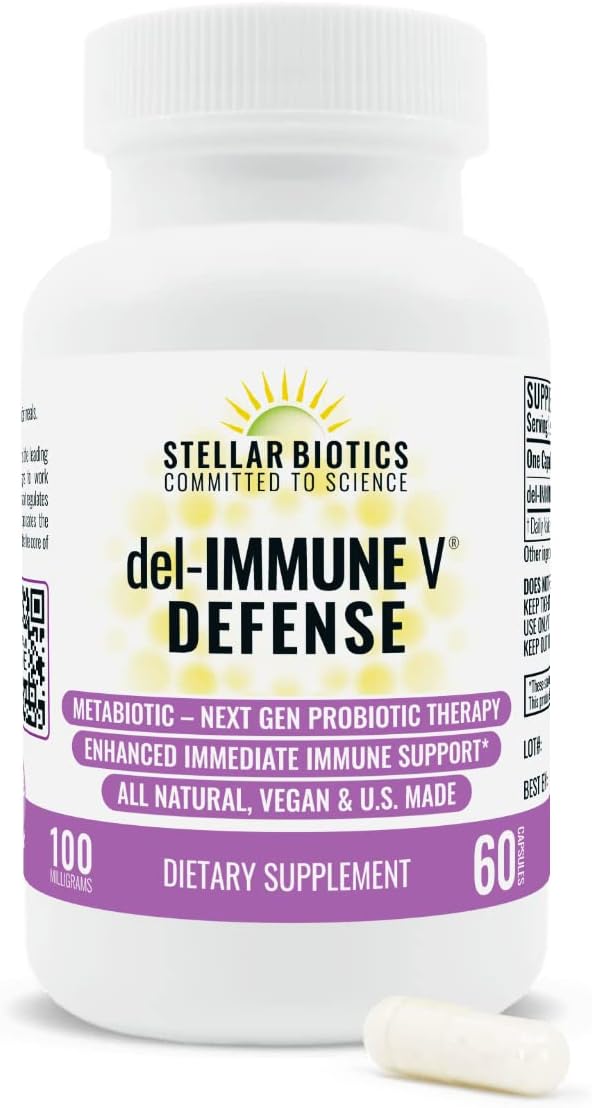 Del-Immune V® Defense by Stellar Biotics, Metabiótico Natural para el Apoyo Inmunitario y la Salud Intestinal (120 Cápsulas)