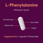 BESTVITE L-Fenilalanina 500 mg (120 Cápsulas Vegetarianas) - Sin estearatos - Vegano - Sin gluten - Sin OGM