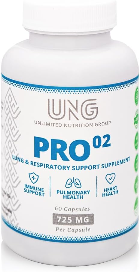 UNG Pro-O2 Suplemento de Soporte Pulmonar y Respiratorio, 725 mg, 60 Cápsulas