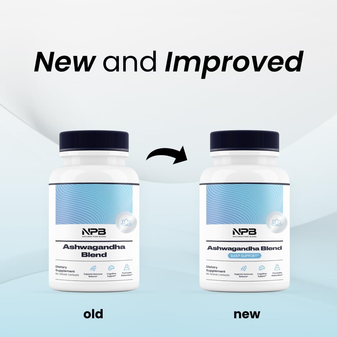 Nature's Pure Blend Ashwagandha Orgánico + Adaptógenos – 60 Cápsulas Veganas