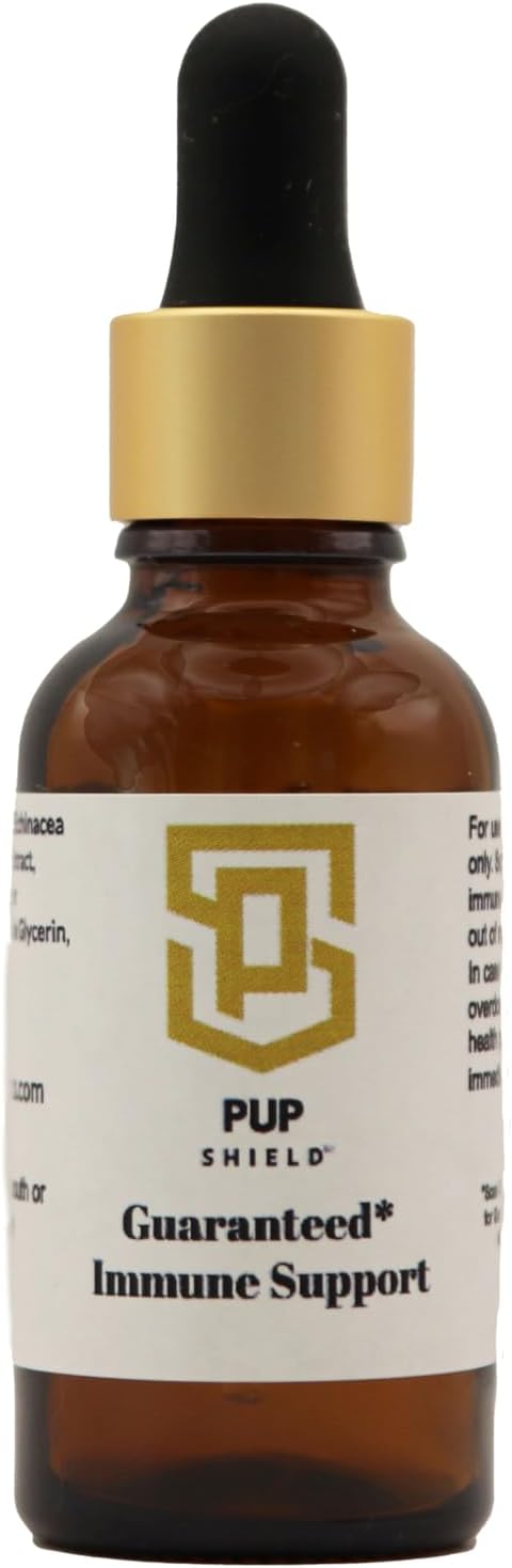 Pup Shield Fórmula de Apoyo Inmunológico Natural para Perros con Probióticos, Hoja de Olivo, Cola de Pavo y Equinácea, 30 Días