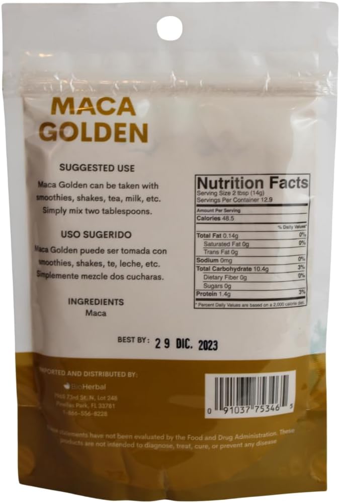 Bio Herbal Maca Golden - Polvo de Raíz de Maca 100% Natural (180g)