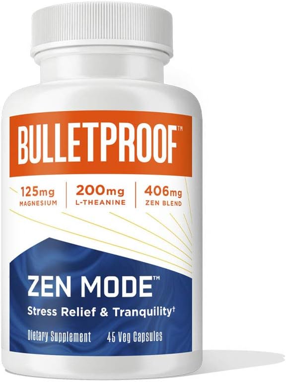 Bulletproof Zen Mode Cápsulas para el Alivio del Estrés y la Tranquilidad, 45 unidades
