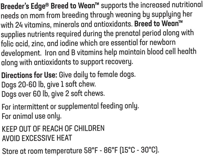 Breeder’s Edge Breed to Wean Multivitamínico para Perros y Gatos, 400 Comprimidos Masticables