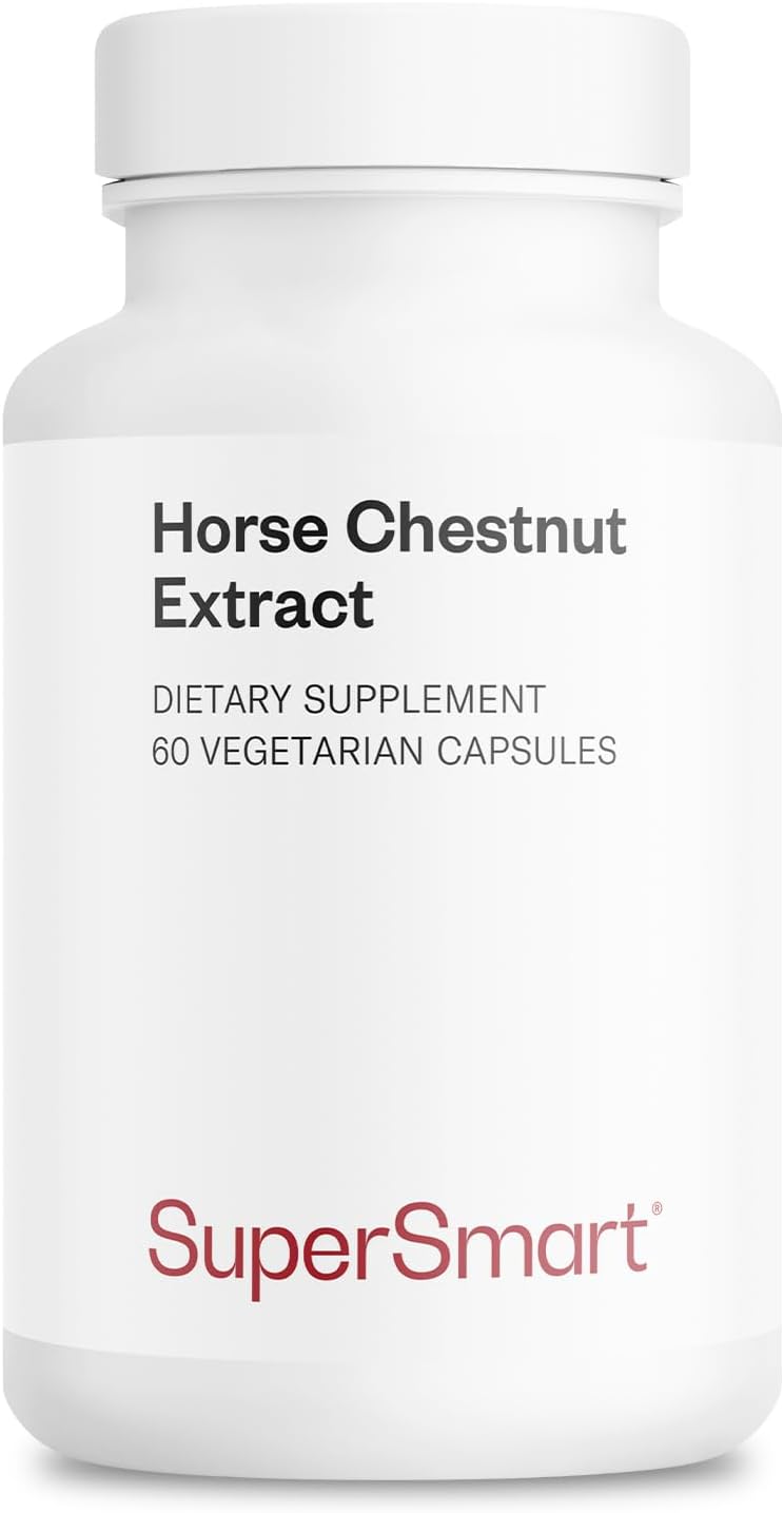 Supersmart - Extracto de Castaño de Indias 500mg al día (20% Aescin) - Circulación Venosa Saludable | Sin OGM y Sin Gluten - 60 Cápsulas Vegetales