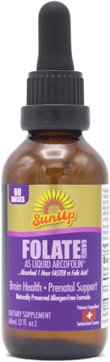 SunUp Metilfolato Líquido | Origen Suizo | Fórmula Natural | Apoyo Prenatal y Salud Cerebral