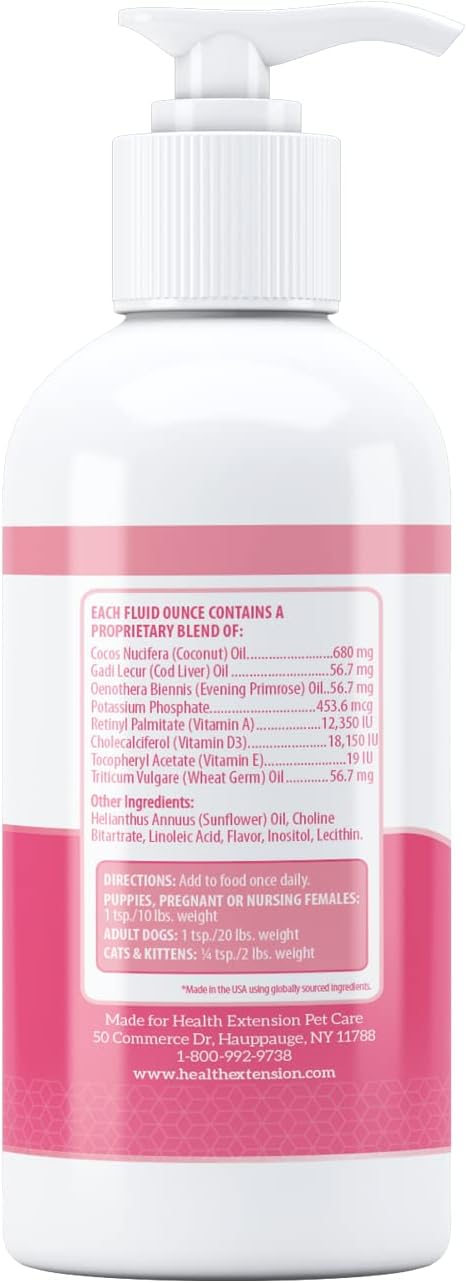 Health Extension Suplemento de Piel y Pelaje con Omega 3 y 6 para Perros, 16 oz