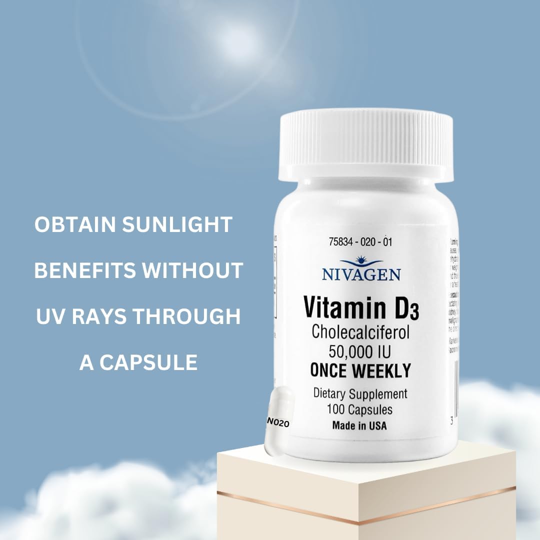 Nivagen Vitamina D3 50.000 UI (1250 mcg) Dosis Semanal - 100 Cápsulas