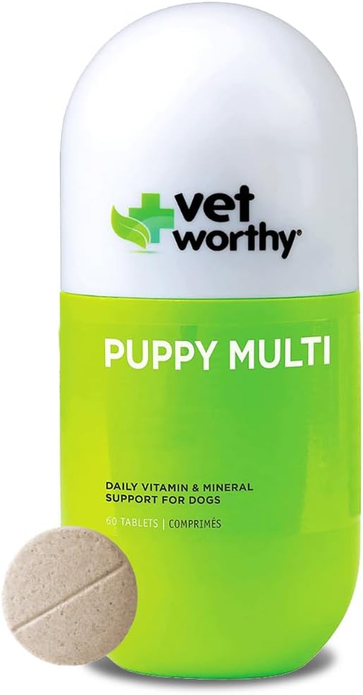 Puppy MultiVitamins - Multivitamínico para Cachorros para Apoyar la Salud Óptima y el Bienestar General - Suplemento para Perros con Hierro, Magnesio, Zinc, Vitamina A, Vitaminas B - Sabor a Hígado, 60 Comprimidos Masticables