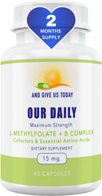 Our Daily Vites L-Metilfolato 15 mg Complejo B Balance - 5-MTHF Activo, B12 Metilada, B9, B6, B2 - Salud Cerebral, Cardíaca y Fetal - 60 Cápsulas
