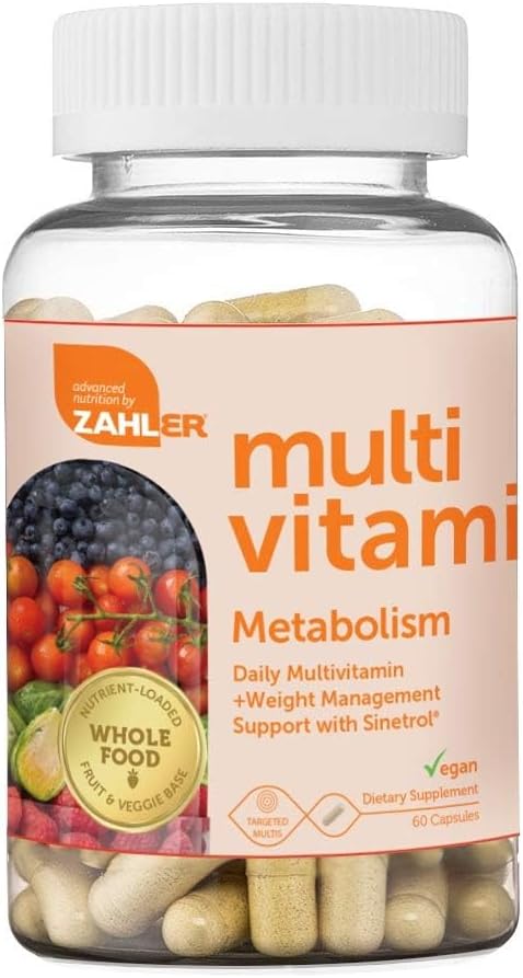 Zahler Multivitamin Metabolism + Apoyo al Control de Peso para Mujeres y Hombres con Hierro, Certificado Kosher, 60 Cápsulas
