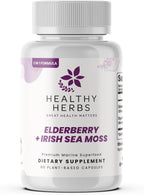 Healthy Herbs Wildcrafted Elderberry Sea Moss Capsules | 2600mg Irish Sea Moss + Elderberry | Vegano, No-GMO (60 Cápsulas)