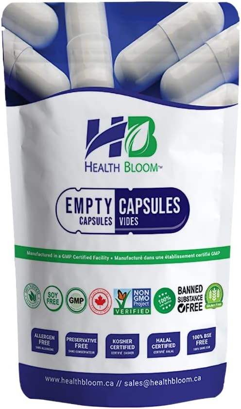Cápsulas Vegetales Vacías Tamaño 0 Natural, 1000 Unidades - Health Bloom
