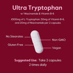 BESTVITE Ultra L-Triptófano 500mg con B3 y B6 - 120 Cápsulas Vegetales