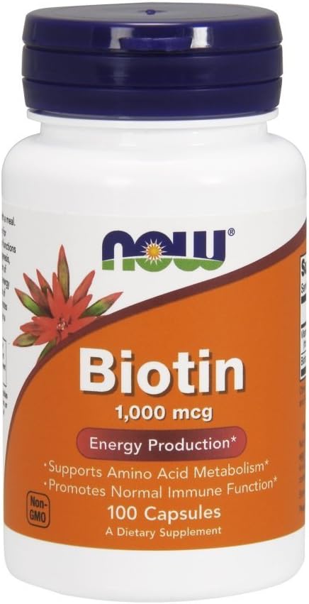 NOW Biotin 1000 mcg, 100 Cápsulas (Pack de 4)