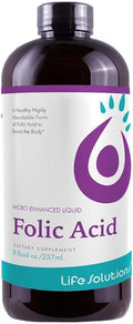Life Solutions Ácido Fólico Líquido - 800 mcg por dosis - Sabor a Bayas, 237 ml