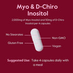 BESTVITE Myo & D-Chiro Inositol (120 Cápsulas Vegetarianas) - 40:1 - Sin Estearatos - Vegano - No-GMO - Sin Gluten