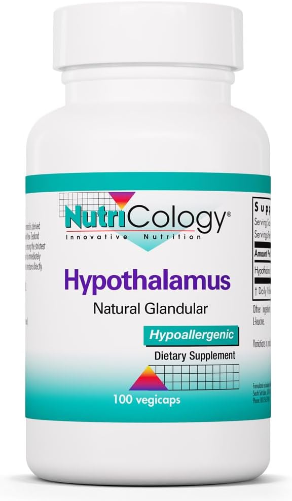 Nutricology Hipotálamo Bovino Liofilizado - 500 mg - 100 Cápsulas Veganas