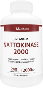 ML Naturals Nattokinase 2000 FU – 120 Cápsulas Vegetales – No Transgénico – Apoya la Circulación y Salud Cardiovascular