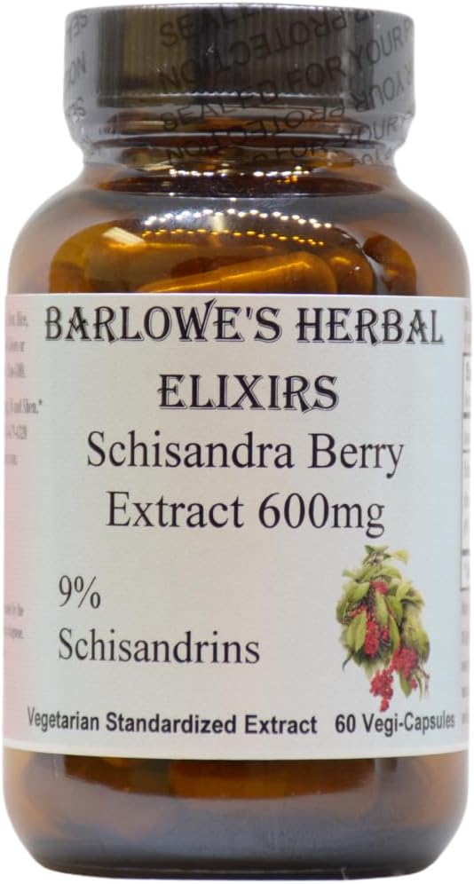 Barlowe's Herbal Elixirs Extracto de Baya Schisandra | 9% Schisandrinas | 600mg | 60 Cápsulas Veganas