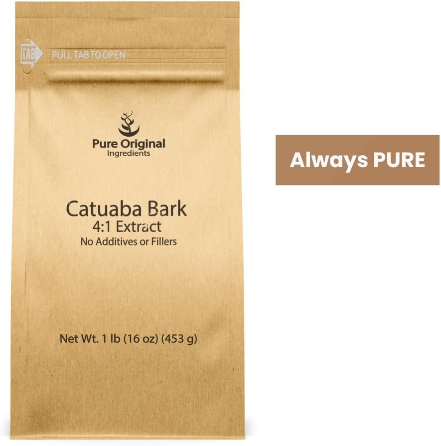 PURE ORIGINAL INGREDIENTS Corteza de Catuaba, Extracto 4:1, Polvo Fino, Complemento Alimenticio (454 g)