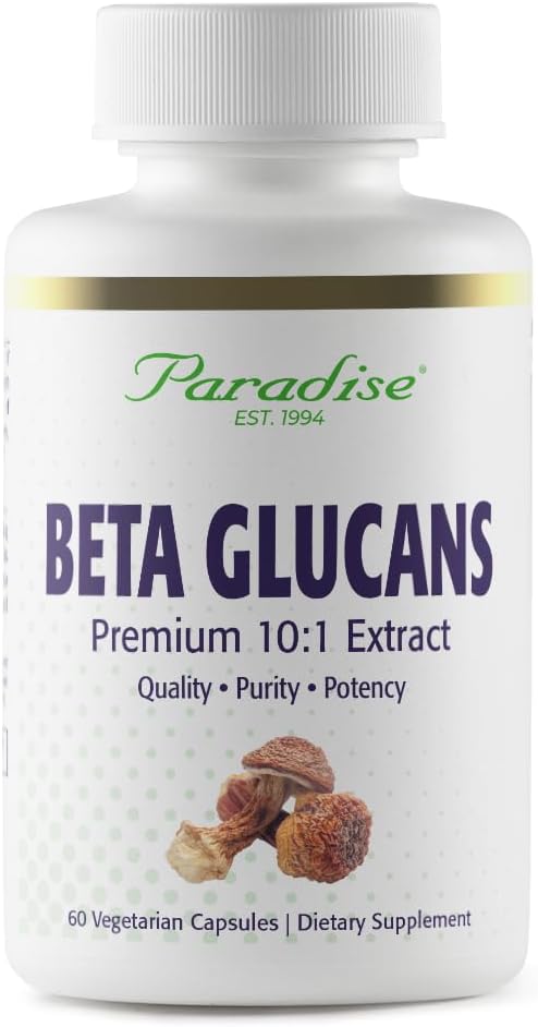 Paradise Herbs Beta Glucanos de Champiñones Agaricus, 60 Cápsulas Vegetarianas