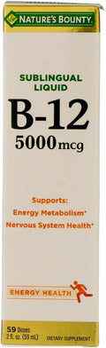 Nature's Bounty B-12 5000 mcg Líquido Sublingual, Paquete de 4 (2 oz cada uno)