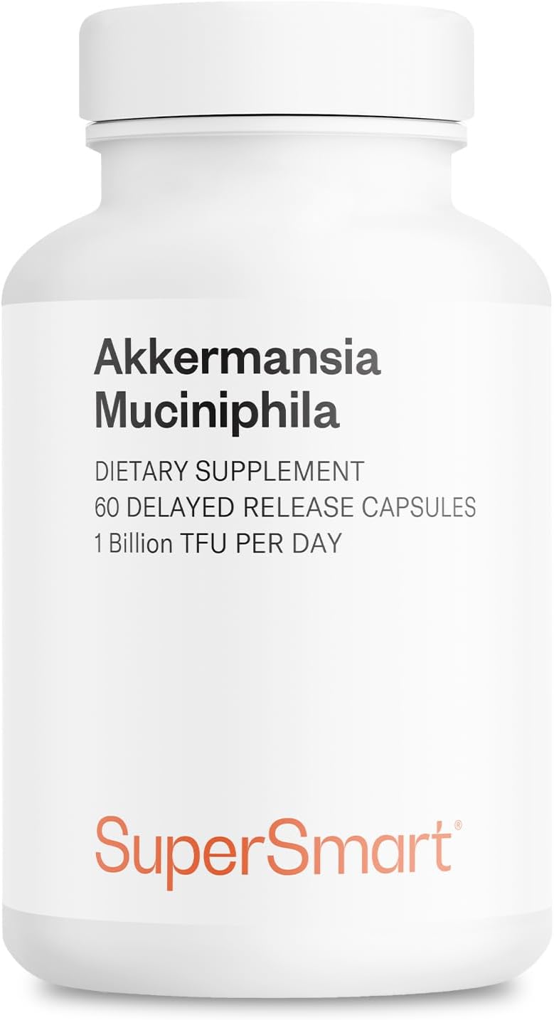 Supersmart Akkermansia Muciniphila 1 Billion TFU - Postbiótico Pasteurizado - 60 Cápsulas de Liberación Retardada