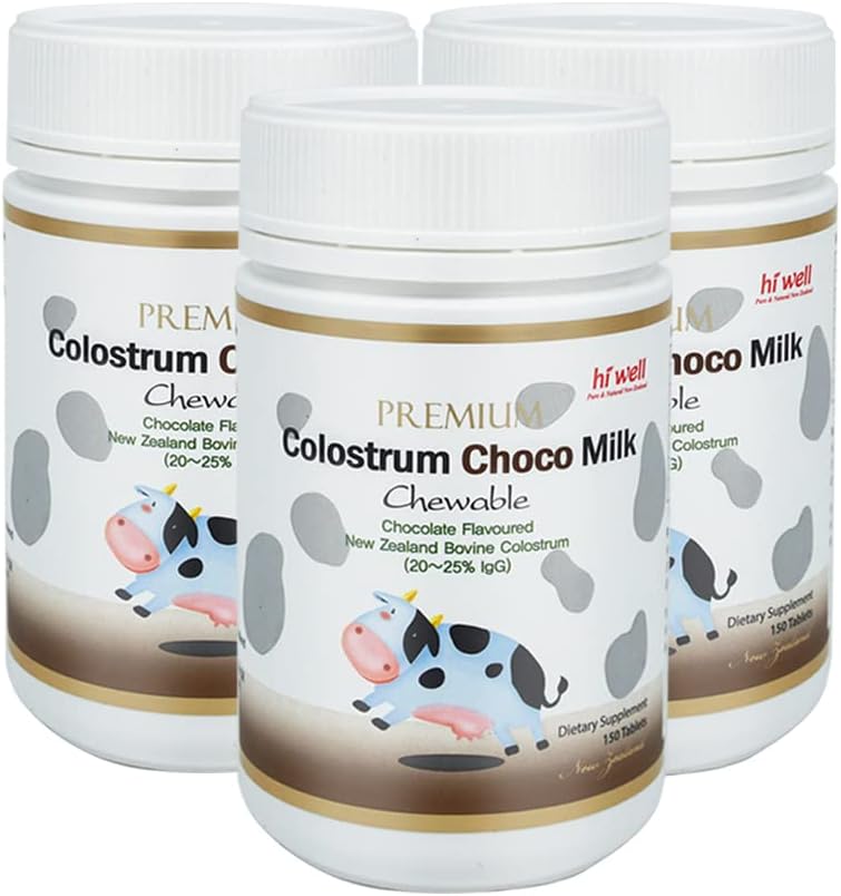 (Pack de 3) Hi Well Premium Grass-Fed Colostrum Choco 150 Comprimidos