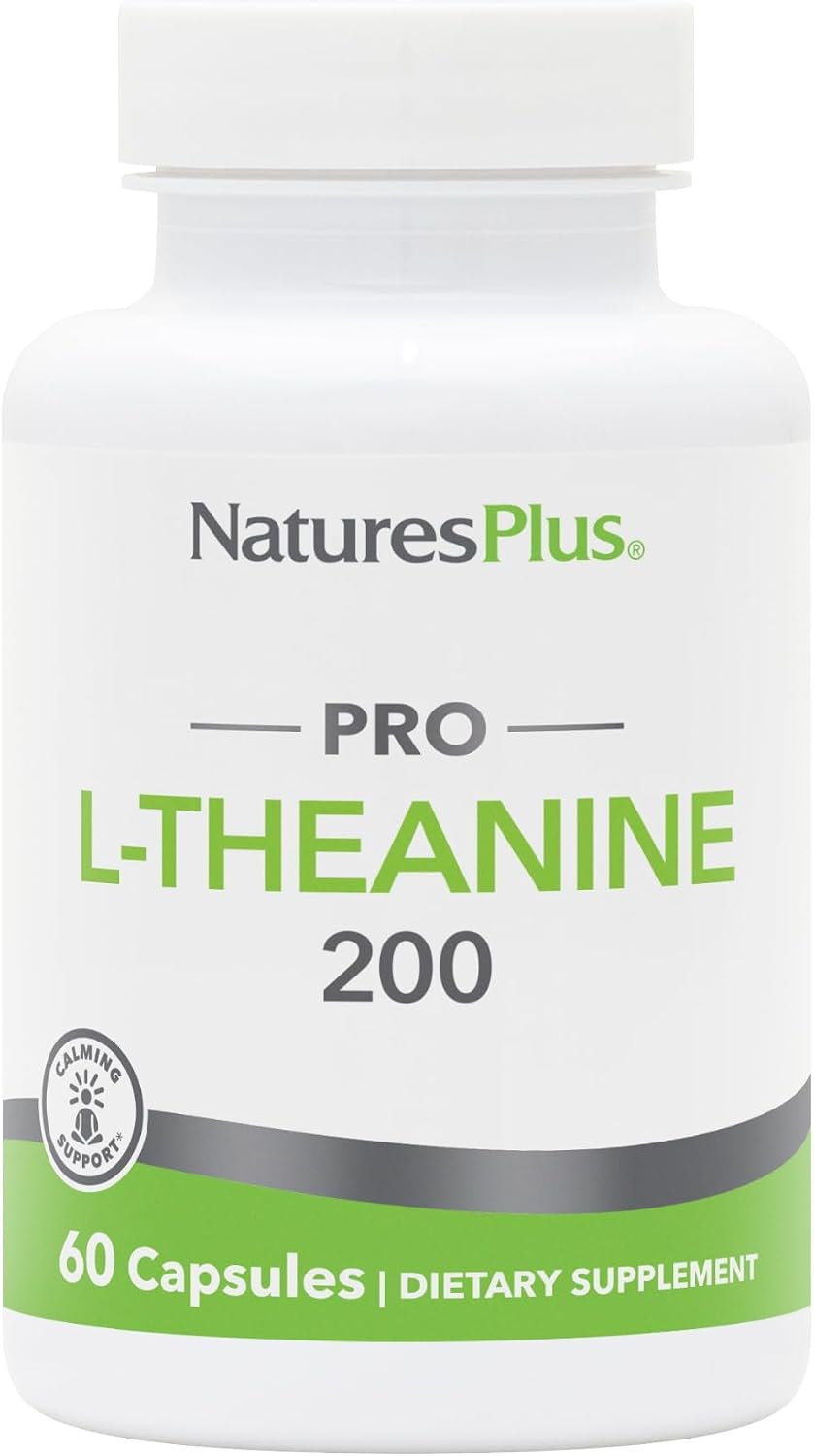 NaturesPlus PRO L-Teanina - 60 Cápsulas - Apoya la Calma Alerta, Relajación Saludable y Mejor Descanso - No Transgénico, Vegano y Sin Gluten