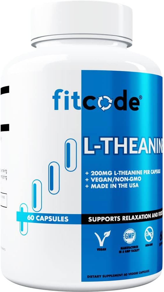 fitcode L-Teanina 200mg Cápsulas para Enfoque y Relajación
