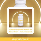 ADK Essentials Suplemento de Vitaminas A, D3 y K2 (MK-7) - Apoyo para huesos, corazón e inmunidad, Vegano, 60 cápsulas