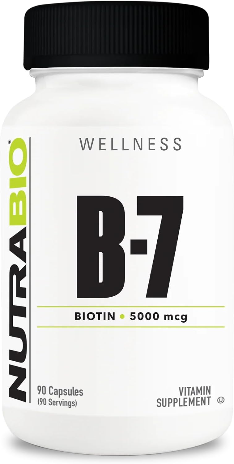 NutraBio Biotina (Vitamina B-7) 5000mcg - 90 Cápsulas Vegetales