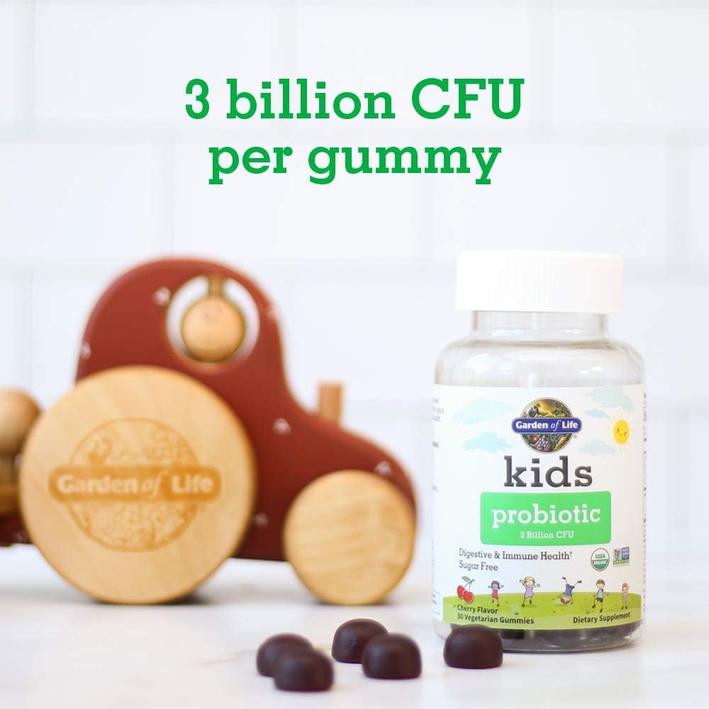 Garden of Life Probiótico Infantil 3 Mil Millones UFC, Sabor Cereza - Gominolas Sin Azúcar - Salud Digestiva e Inmunitaria - 30 Gominolas Vegetarianas