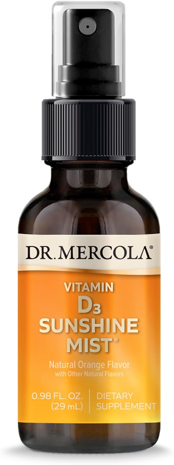 Dr. Mercola Vitamina D3 Sunshine Mist - Spray de Vitamina D3 - 5000 UI por Dosis - Apoyo Inmunitario y Articular - Sin OGM, Sin Gluten, Sin Soja - 29 ml (38 Dosis)