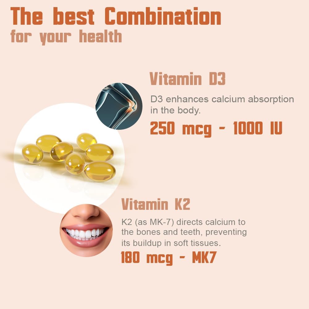 Health Dose Vitamina D3 10.000 UI + K2 (MK7) - 180 Cápsulas Blandas