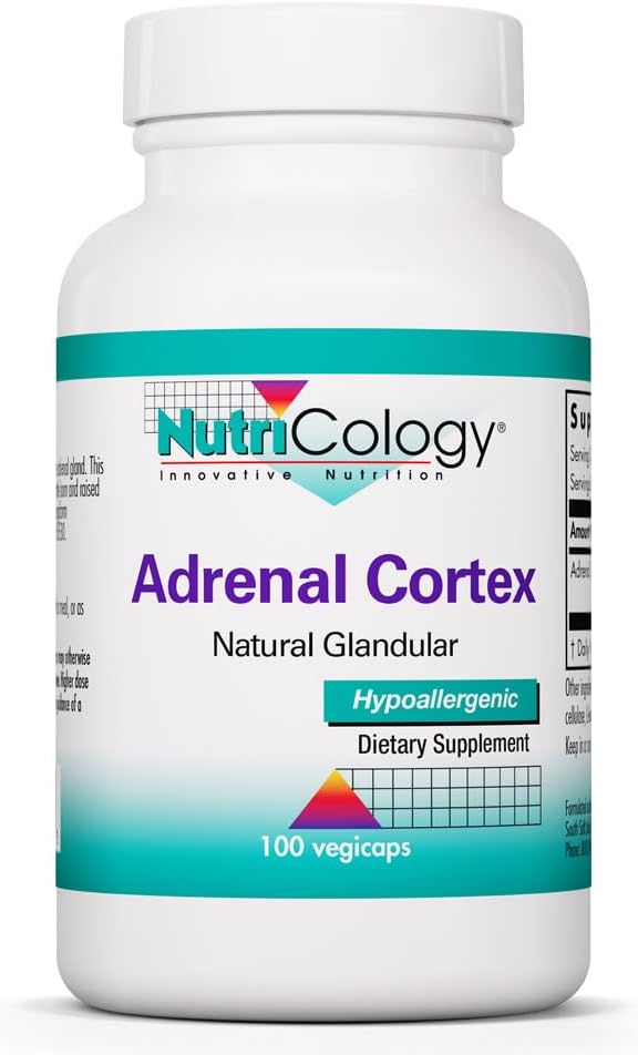 NutriCology Corteza Suprarrenal - Extracto de Glándula Bovina Liofilizado 100 mg - 100 Cápsulas Vegetales
