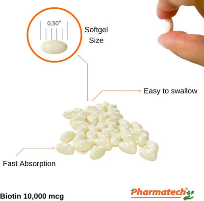 Biotina 10000 mcg, 120 Cápsulas Blandas - Vitamina B7 – Image 4