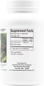 Supreme Nutrition Camu Supreme, 120 cápsulas vegetales de fruta de Camu Camu puro