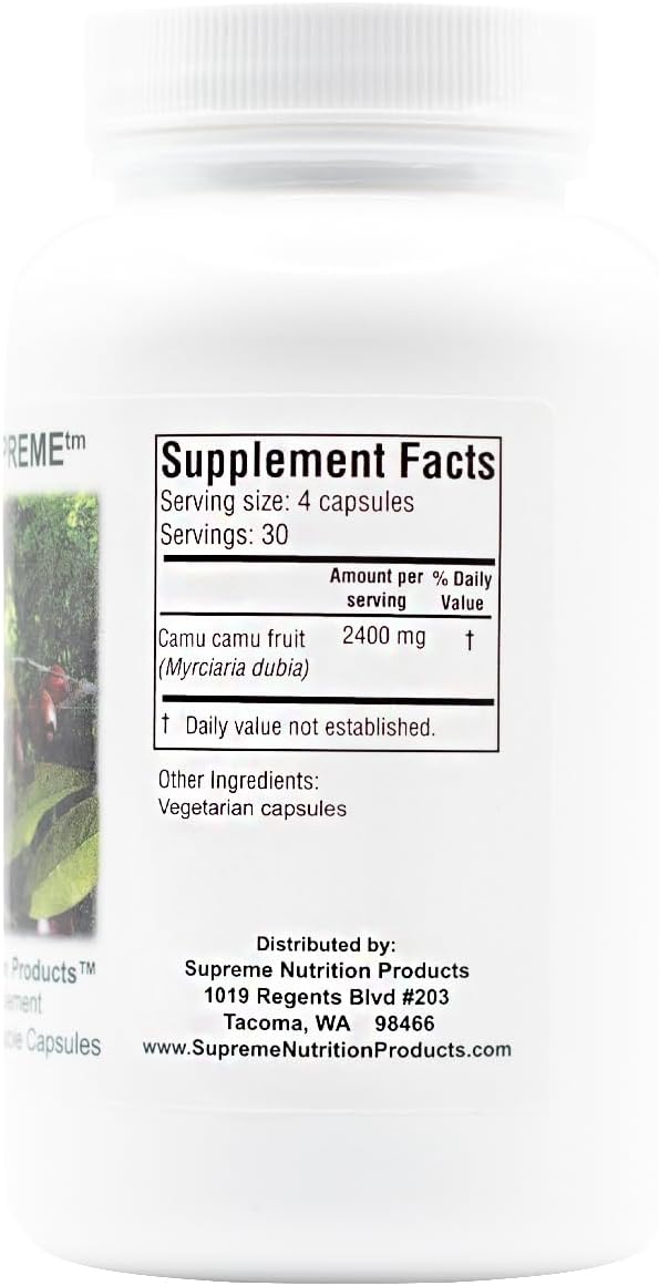 Supreme Nutrition Camu Supreme, 120 cápsulas vegetales de fruta de Camu Camu puro