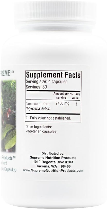 Supreme Nutrition Camu Supreme, 120 cápsulas vegetales de fruta de Camu Camu puro – Image 5