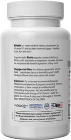 Superior Labs Natural Non-GMO Biotin - 5000 mcg, 120 Vegetable Capsules