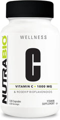 NutraBio Vitamina C con Rosa Mosqueta - 1000 mg por Cápsula, 120 Cápsulas