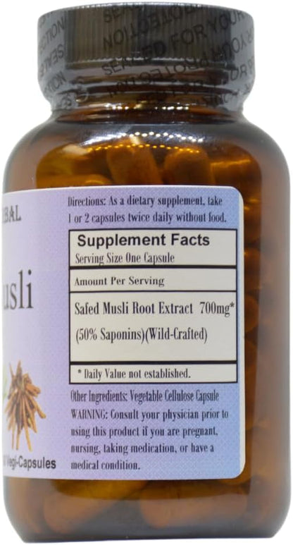 Barlowe's Herbal Elixirs Safed Musli - 60 Cápsulas Veganas - 700 mg por Cápsula – Image 2
